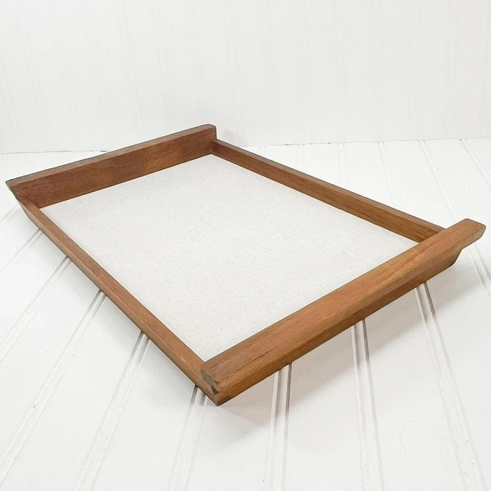 Midcentury Modern Teak Appetizer Tray with Wood Handles